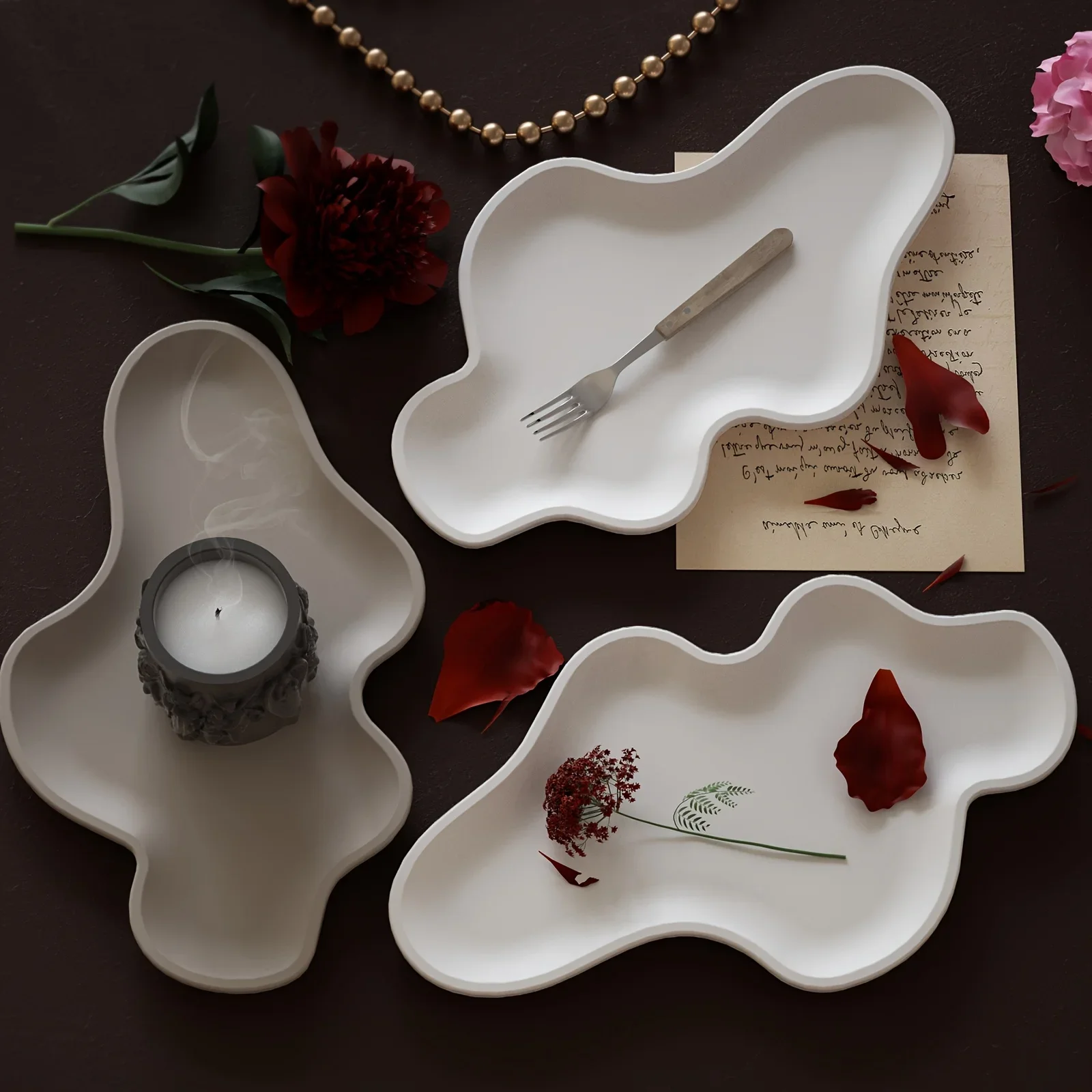 Cloud Shape Irregular Tray Creative Storage Container for Jewelry Home Decor Candle Holder Other Shapes Holiday Gift Tray