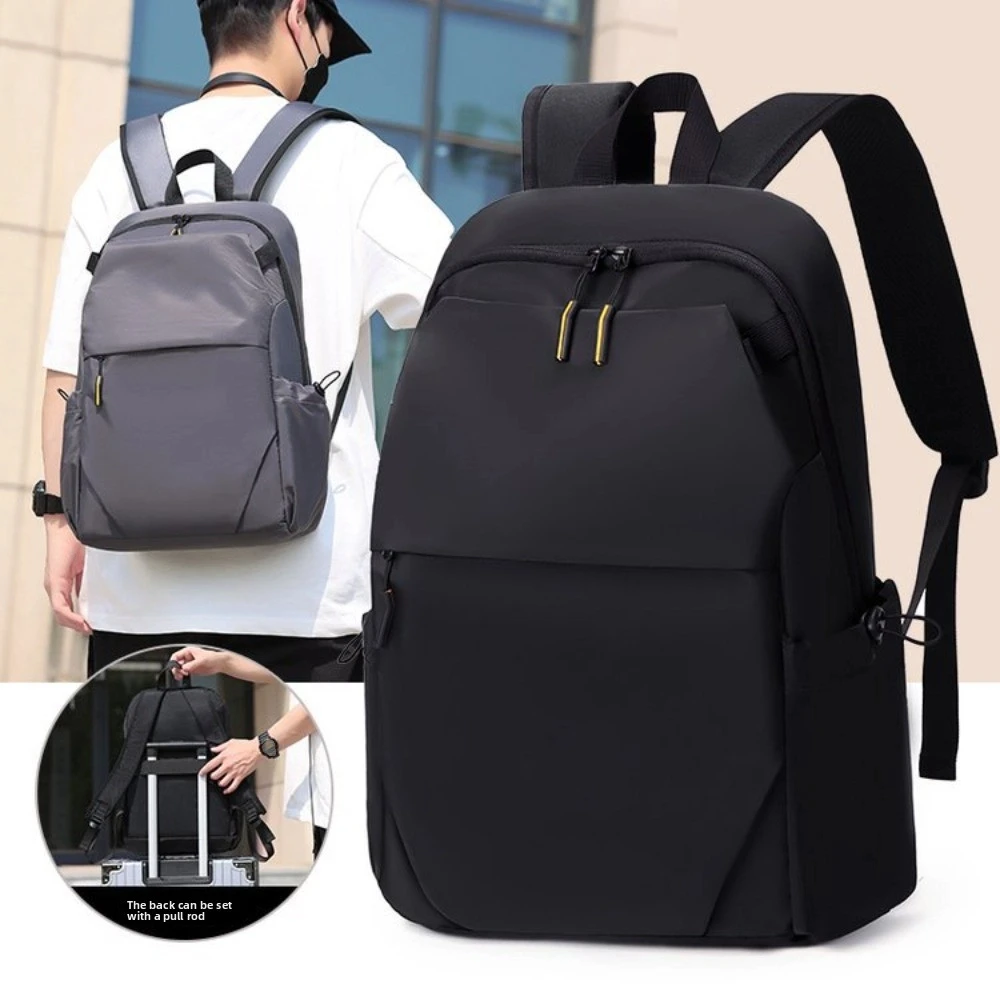 Tragbare Männer Rucksack Einfarbig Große Kapazität Student Rucksack Wasserdicht Leichte Oxford Tuch Rucksack Camping