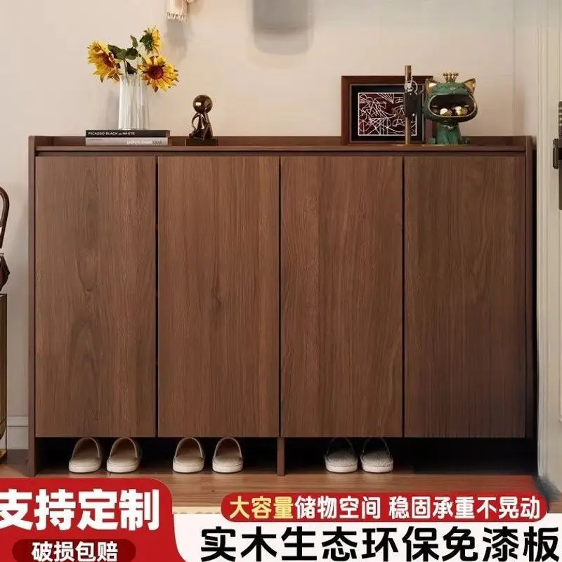 Solid wood shoe cabinet, large-capacity multi-layer board at the door of the home, entrance cabinet, storage shoe rack