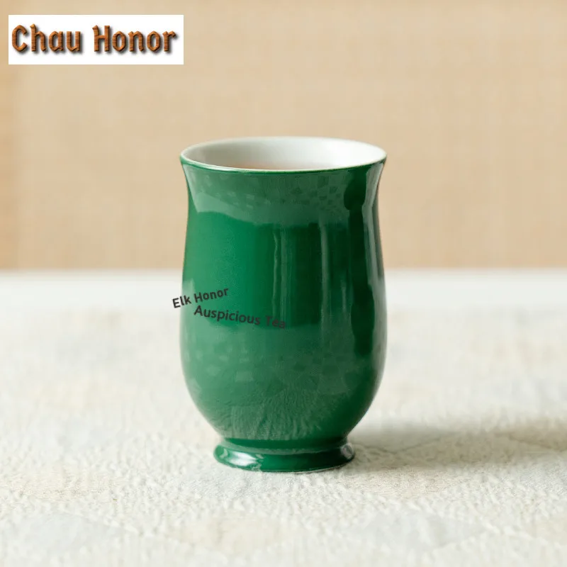 2pc/lot Emerald Green Ceramic Teacup Creative Tea Bowl Tea Cup Set Tea-tasting Personal Cup Jianzhan Master Cups Teaware 60ml