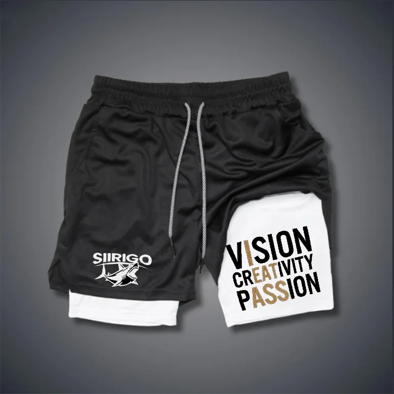 Summer Men's Comfortable Shorts Creative Passion Fitness Show 3D Printed Shorts 2 in 1 Double Layer Stylish Fitness Shorts