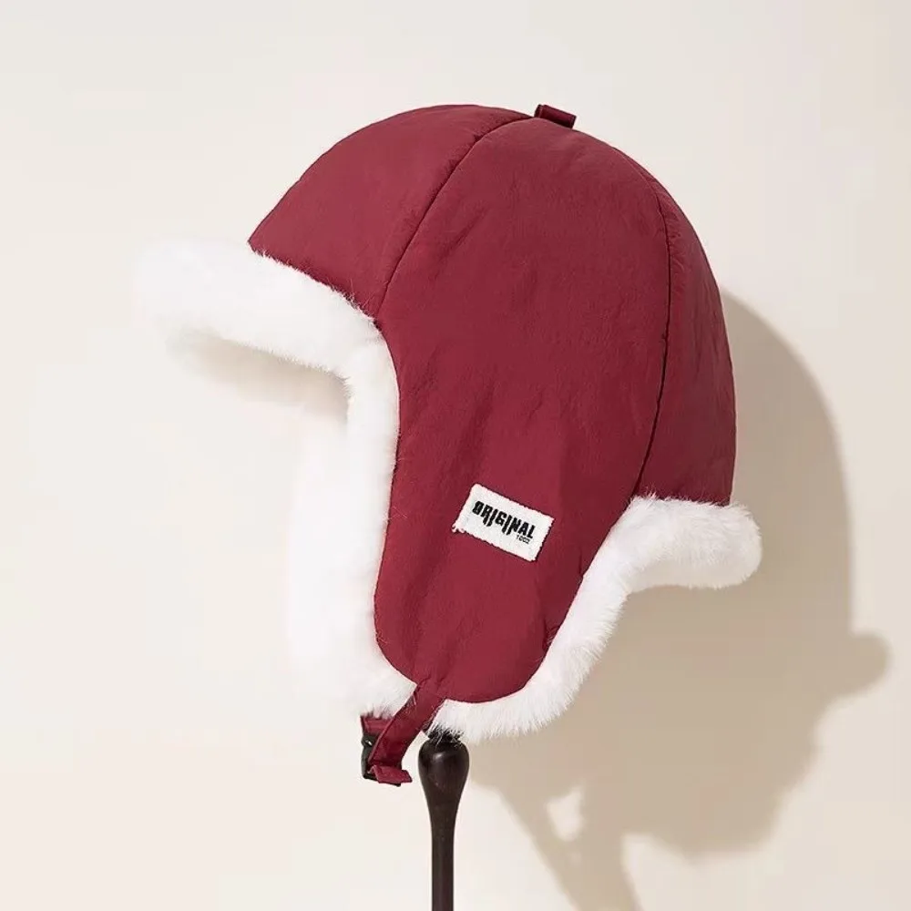 カジュアル厚手耳保護帽子つばなし防風サイクリング雷峰帽子保温韓国風冬パイロット帽子レディース