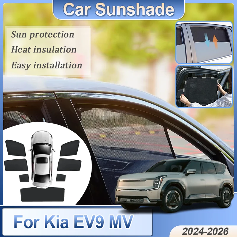 

Сетчатые солнцезащитные шторки для Kia EV9 MV 2024 2025 2026, магнитные, от комаров, УФ-защита, для лобового стекла, автоаксессуары