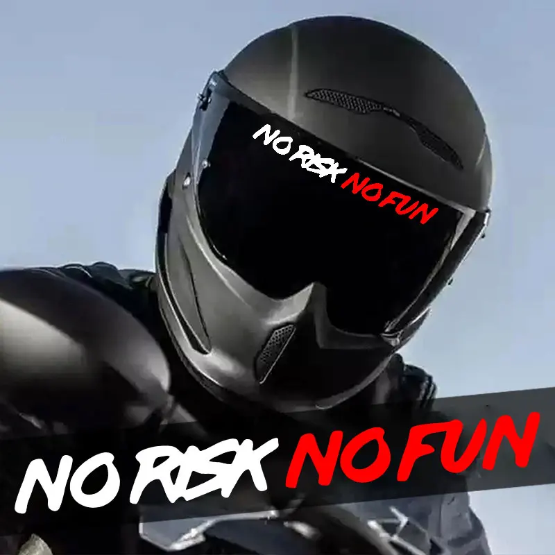 

1PC NO RISK NO FUN Motorcycle Helmet Stickers Waterproof for Motorbike Front Fairng Fuel Tank Bicycle Scooter Vinyl Decals