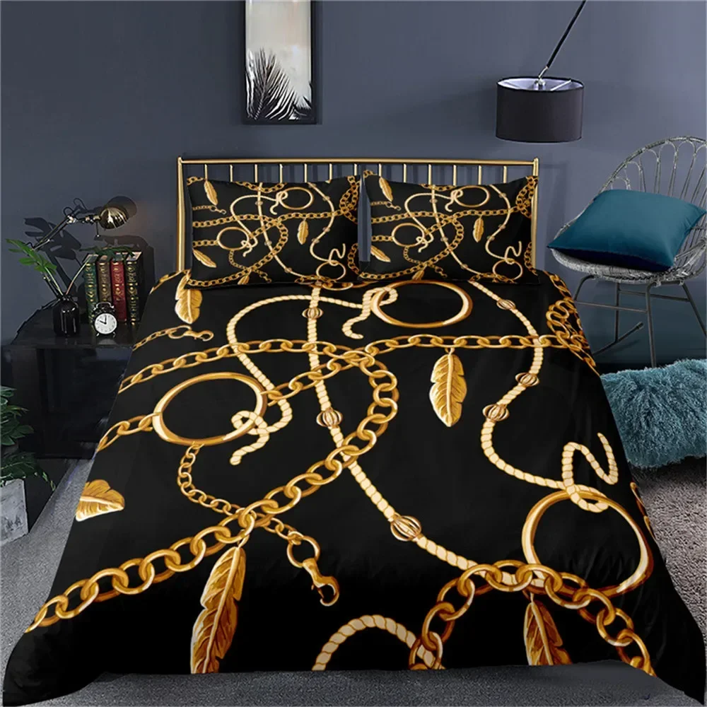 

Bedding Set Luxury Duvet Cover Set Home Decor Bed Set Golden Duvet Cover 2/3pcs Comforter Cover with Pillowcase Full Queen Size