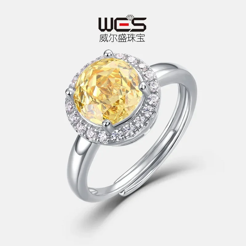 18K Gold Millennium Rose Cut Moissanite Ring Surrounded By Colored Baby Stones PT950 Platinum Open Ring