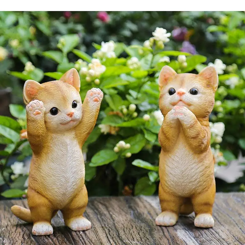 

Cute Orange Statue Cartoon Animals Resins Crafts Sculpture Room Aesthetics Desk Decoration Kitten Ornaments Outdoor Decor