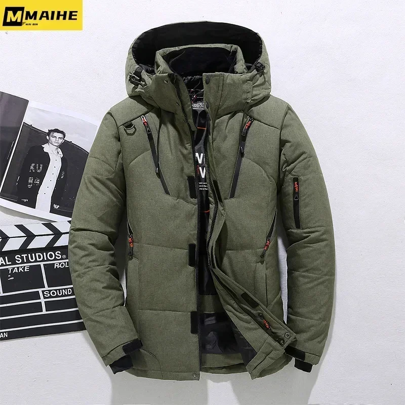 -20 Degree Winter Parkas Men Down Jacket Male 90% White Duck Down Jacket Hooded Luxury Thick Warm Padded Snow Coat Oversized