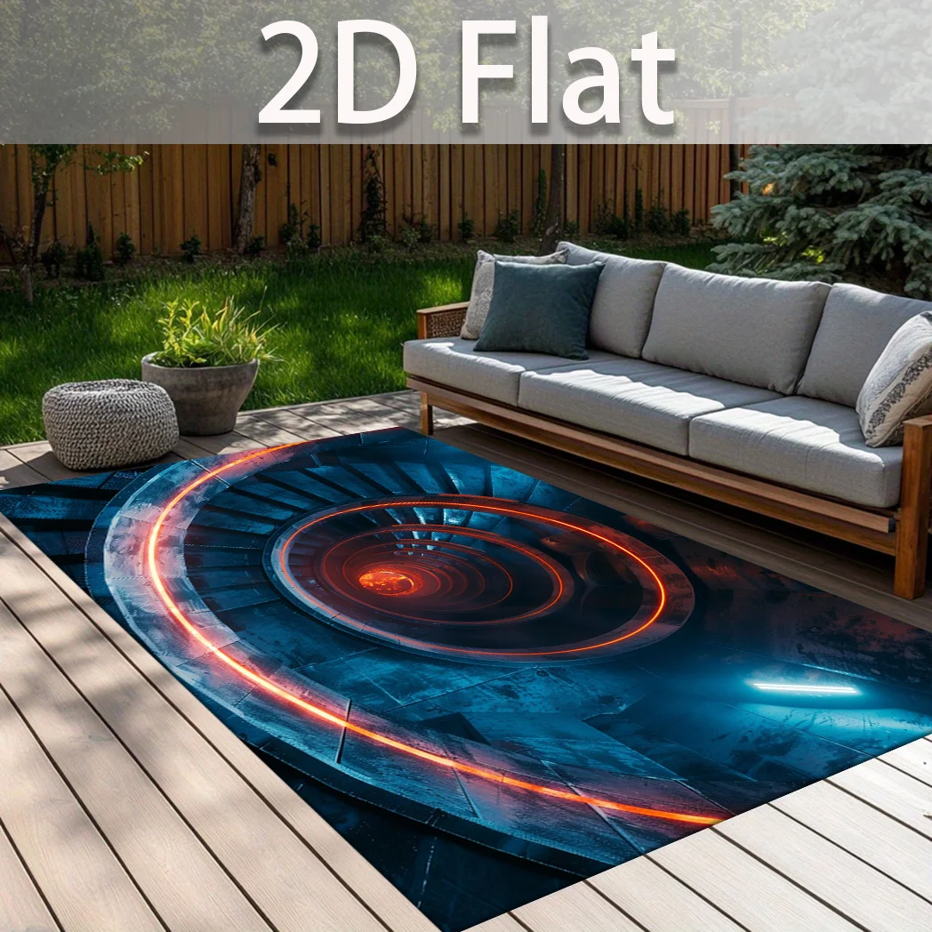 2D Vortex Tunnel Carpet Living Room Large Rug Sci Fi Neon Spiral Bedroom Decor Creative Area Rugs Sofa Floor Mat Lounge