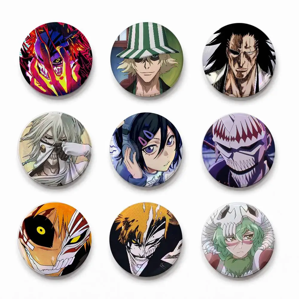A-bles-ach Creative Round Button Pins Badge Set Cartoon Anime Movie Music Pattern Brooches For Bags Jackets