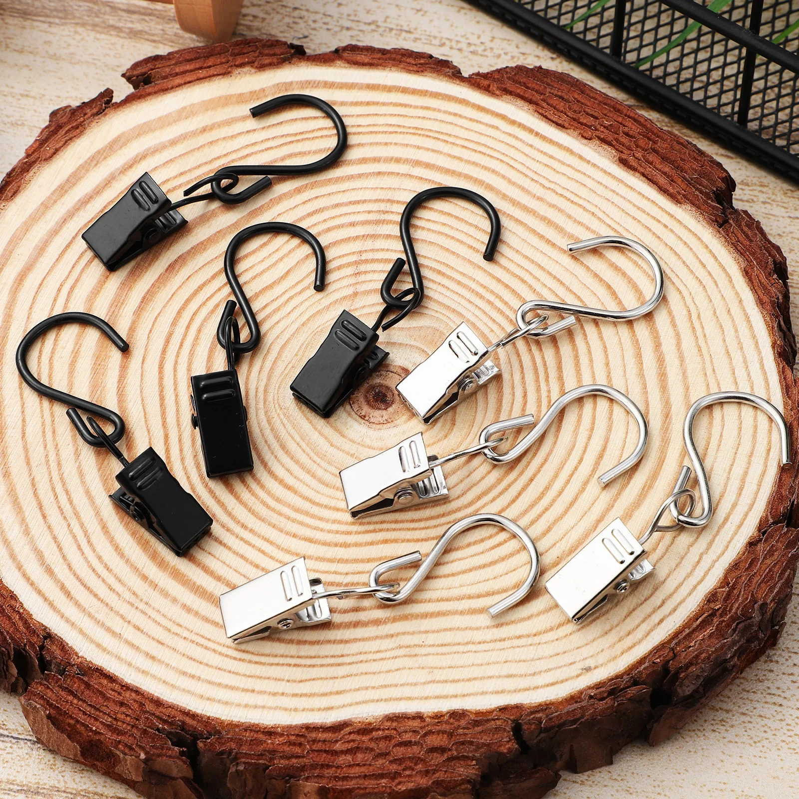 50 pezzi ganci per tende clip materiale in ferro ganci a S clip per tende facili da appendere per tende anelli per clip per aste per tende