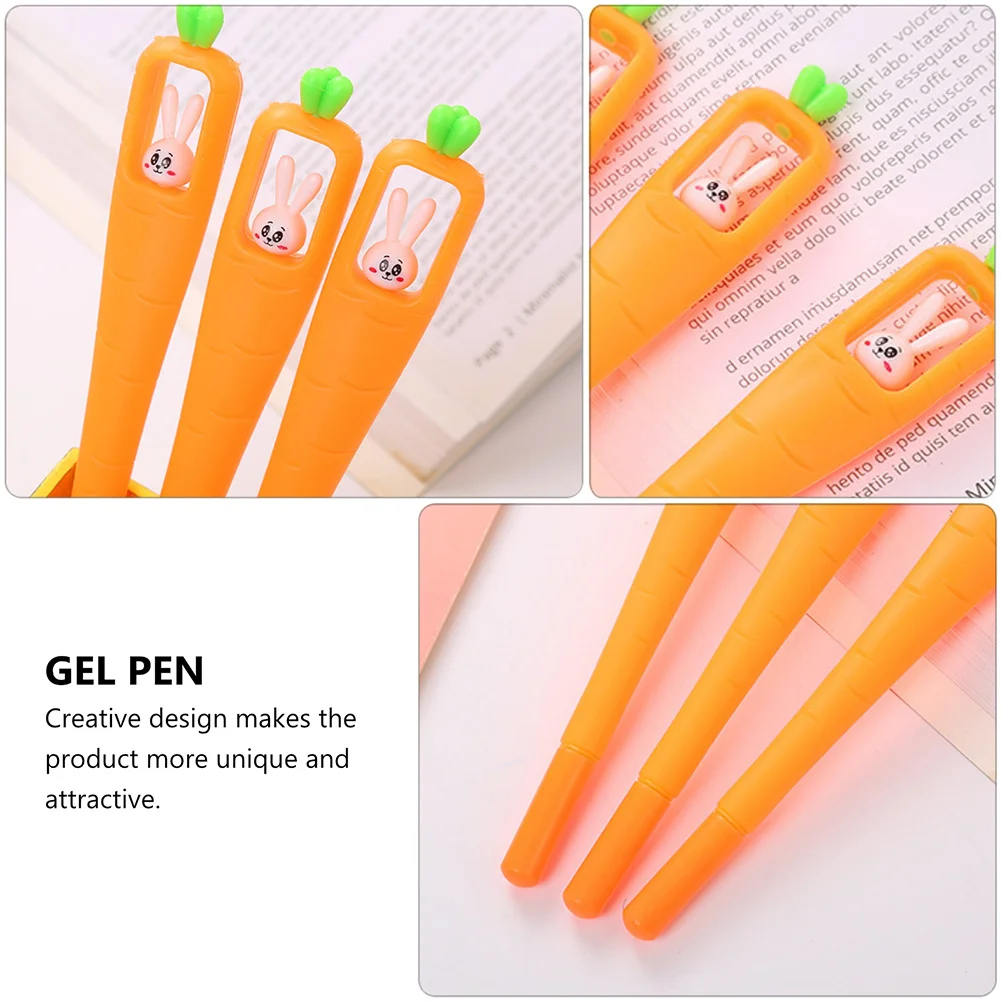 10pcs Carrot Rabbit Gel Ink Pen 0.5Mm Plastic Roller Ballpoint Writing Instrument For School Office Stationery Student Gift