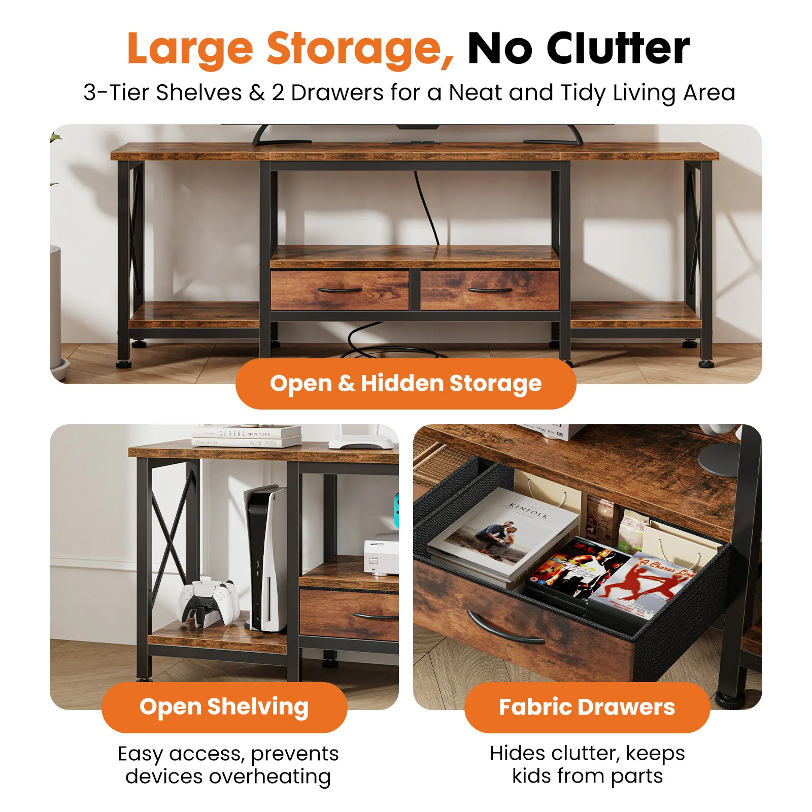 #¥forJHK Wooden TV Stand For Up To 70/75 Inch TV with Drawers Television Stands MediaConsole