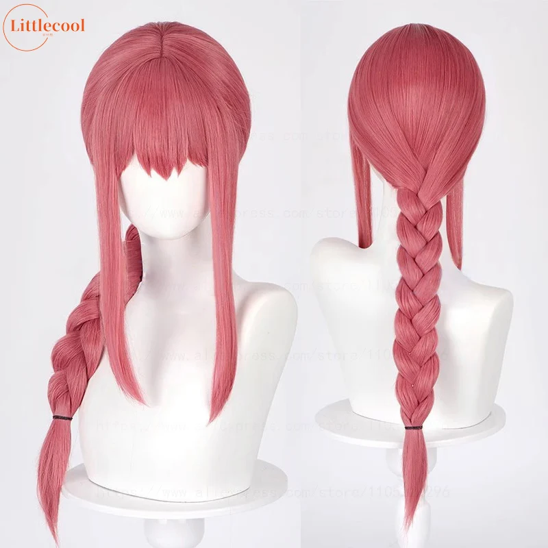 

High Quality Makima Cosplay Wig Long Rose Red Braided Heat Resistant Synthetic Hair Halloween Party Scalp Anime Wigs + Wig Cap
