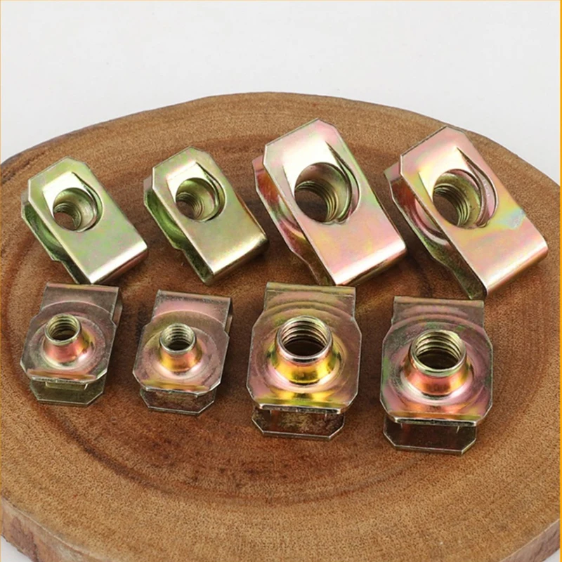 

M4/M5/M6/M8 B Type Leaf Spring Nut Coated With Color Zinc Electrophoresis Clamp Nut Tension Clamp Card Spring Hardware Accessori