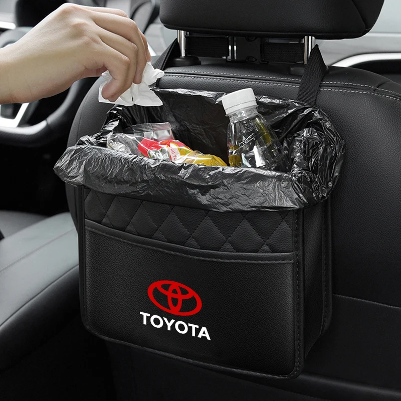 

Car exterior annual inspection sticker Car Seat Back Organizer PU Garbage Bag Car Organizer For Toyota Corolla Camry Prado