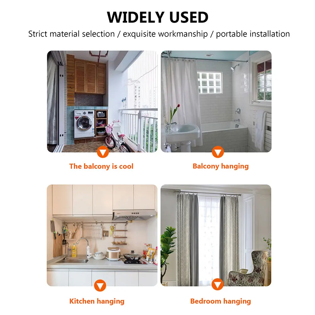 

2Pcs Stainless Steel Closet Rod Bracket Elegant Rustproof Support for Bedroom Bathroom Balcony Smooth Surface