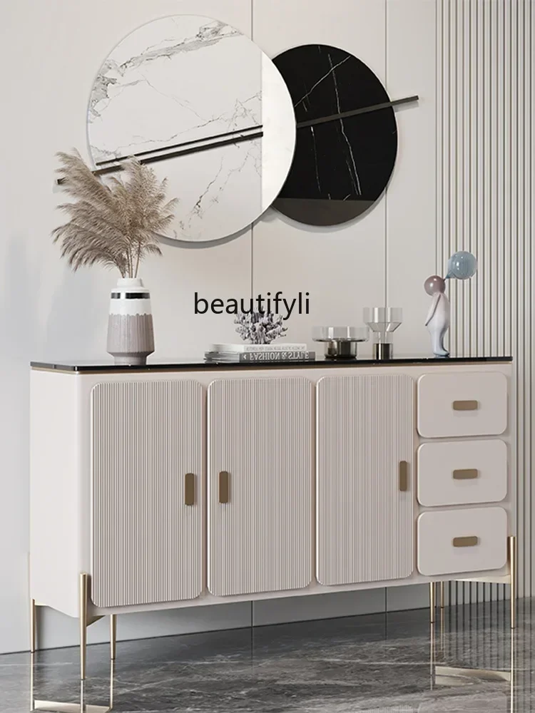 خزانة جانبية فاخرة من الخشب الصلب لغرفة المعيشة، خزانة منظم للتخزين متعددة الوظائف، بسيطة Mod 1001