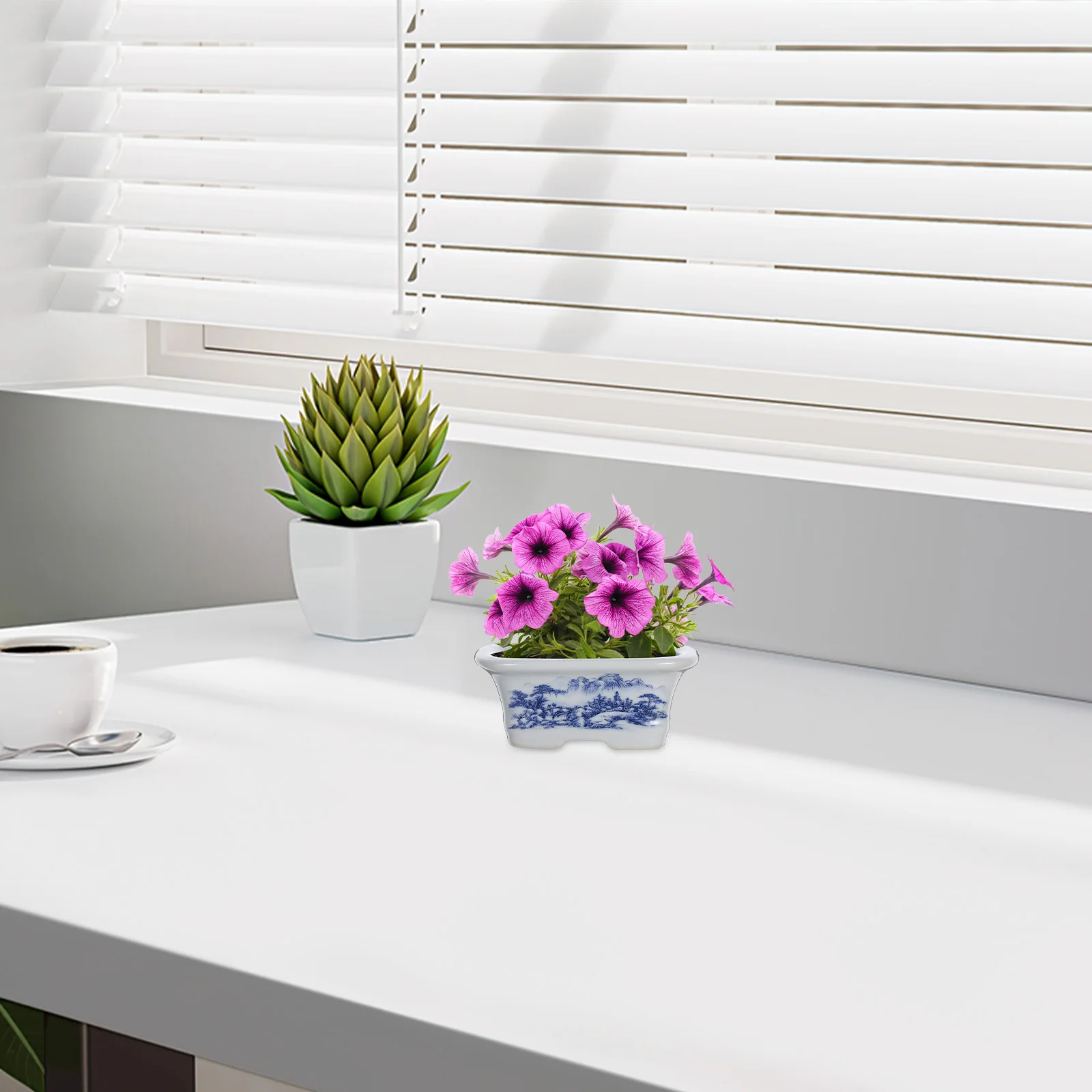 

and White Hand Painted Porcelain Flower Pot Ceramic Planter for Indoor Plants Decorative Plant Container Desktop