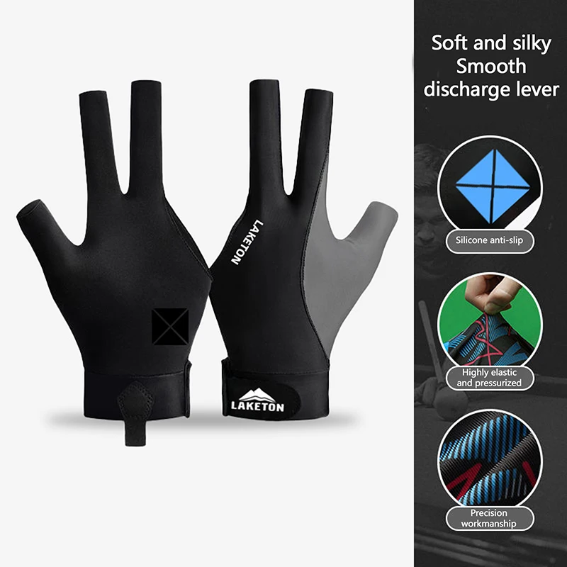 1pc Left Hand Billiards Glove Three Finger Snooker Billiard Glove Non Slip Stickers Elasticity Billiard Training Gloves