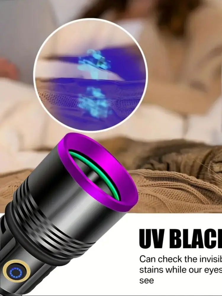 AODTOSIP UV Flashlight Set USB Rechargable 365nm Black Light Ultraviolet Flashlight Torch for Pet Urine Stains Detector