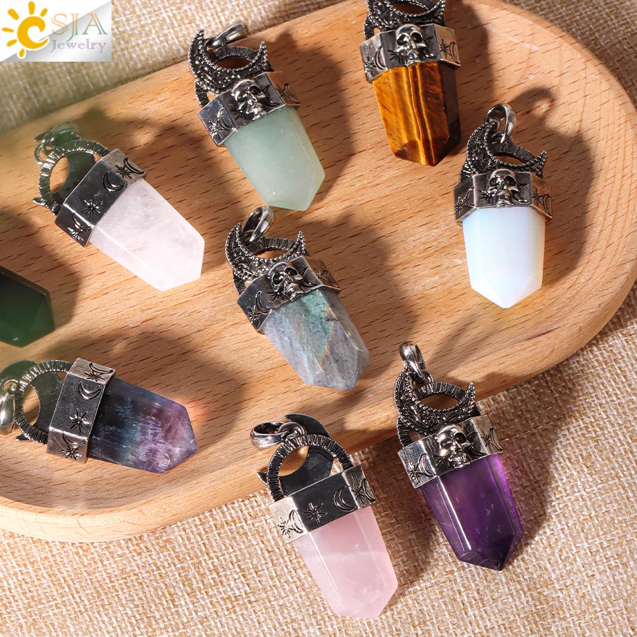 Vintage Natural Stone Sword Naszyjnik dla mężczyzn Reiki Moon Charm Wisiorek Uzdrawiający Fluoryt Labradorit Kryształ Kobiety Naszyjniki H464