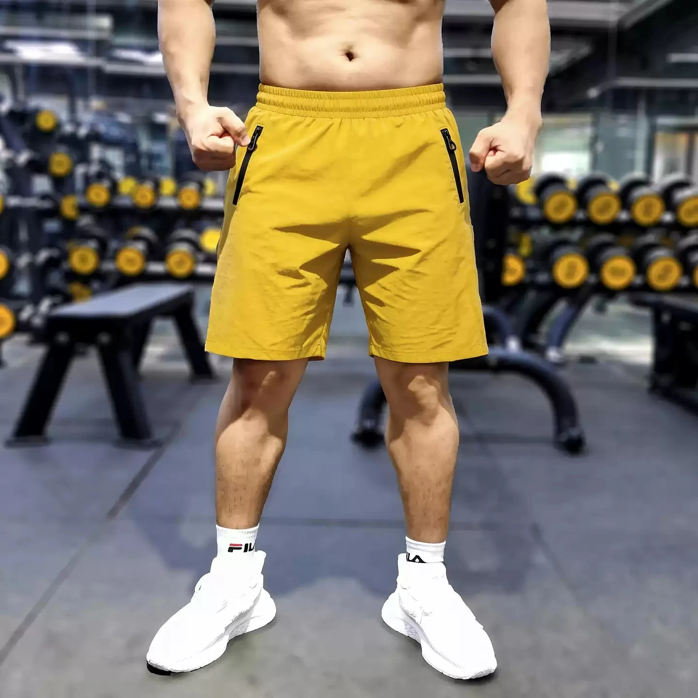 Summer Running Shorts Gym Wear Fitness Shorts Men Sport Waterproof Tennis Basketball Soccer Training Zip Pocket Shorts