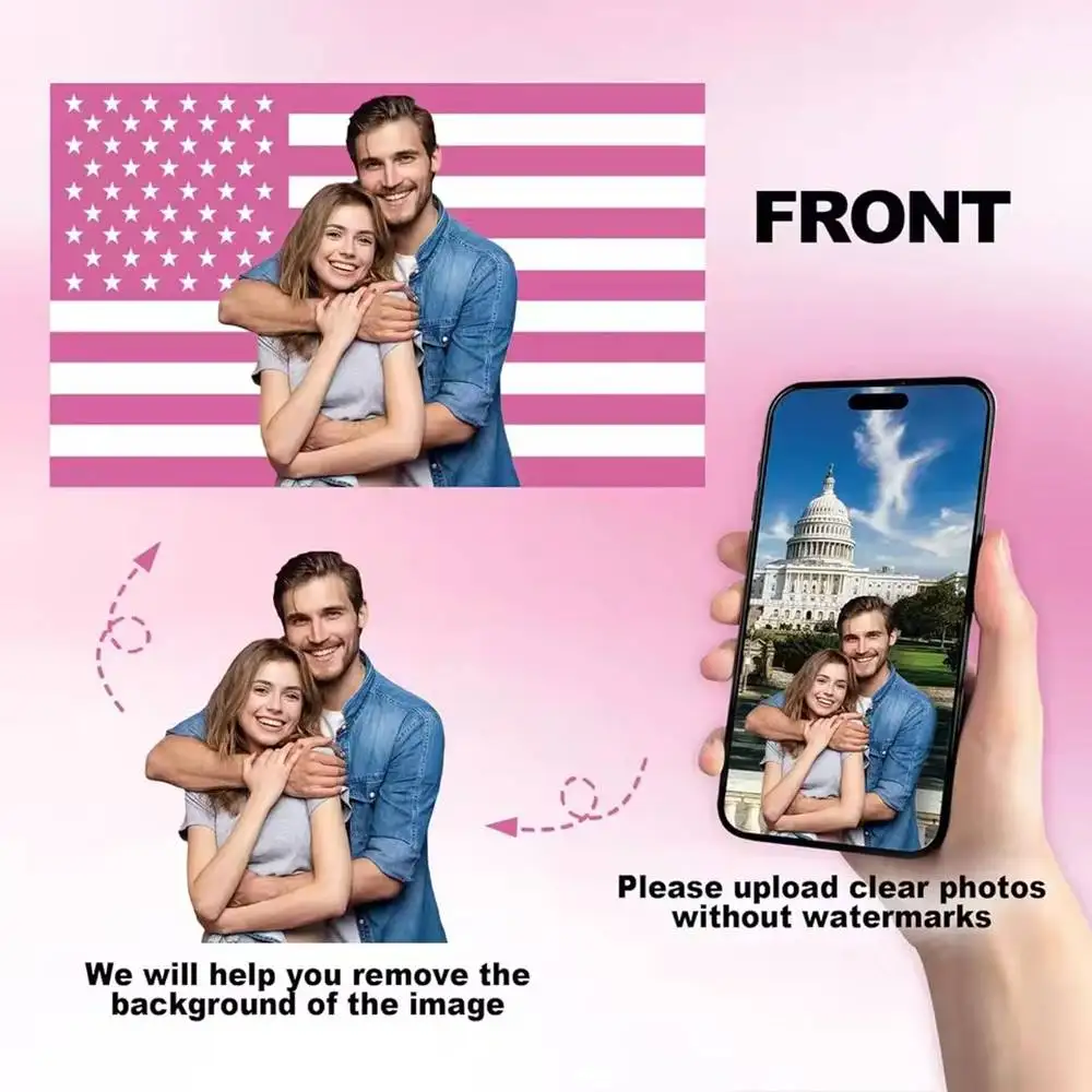 مخصص الوردي الأسود أمريكا أعلام الولايات المتحدة الأمريكية نسيج راية صمم صورتك الخاصة لغرفة النوم في الهواء الطلق مطعم بار جدار ديكور الطرف