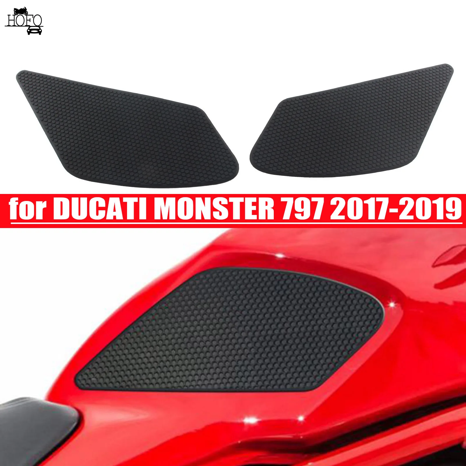 

Motorcycle Tank Pad Protector Sticker Knee Grip Traction for DUCATI MONSTER 797 2017-2019