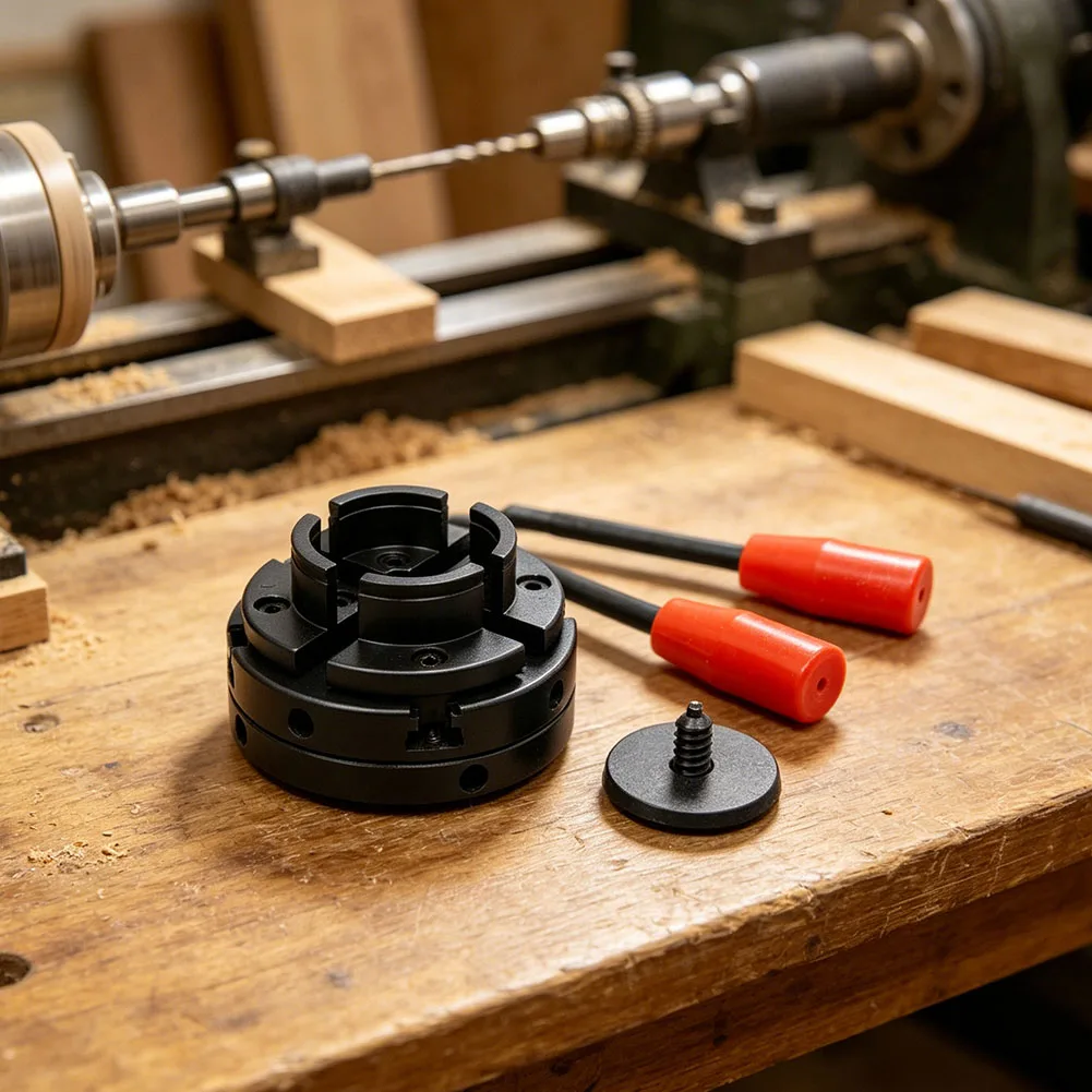 4 Inch Wood Lathe Chuck Set With Round Jaws,1