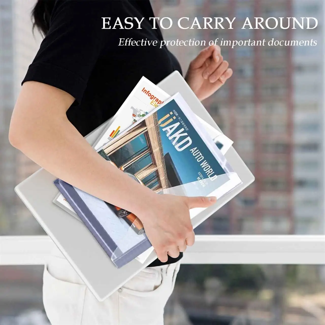 10 Pack Plastic Envelopes with Snap Closure, A4 File Document Envelope Large Clear Poly Envelopes Plastic Folders with Closure