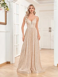 Lucyinlove elegante sexy rücken freie Pailletten Abendkleid lange 2024 Meerjungfrau Abendkleid Frauen Hochzeits feier Kleider Kacks chwanz Abschluss ball