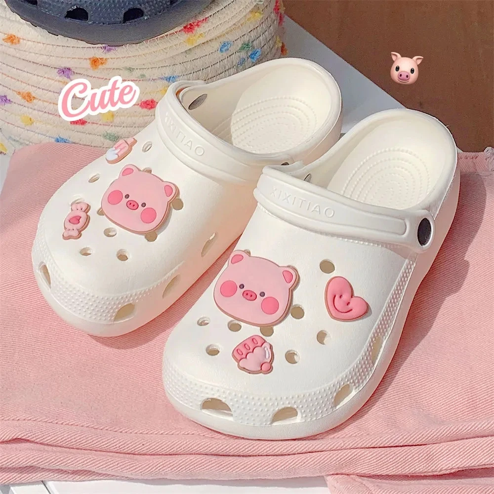 

2024 New Diy Cartoon Charms for Crocs Cute Pink Pig Shoes Charms for Crocs Cheese Bear Clogs Accessories for Girls Gift