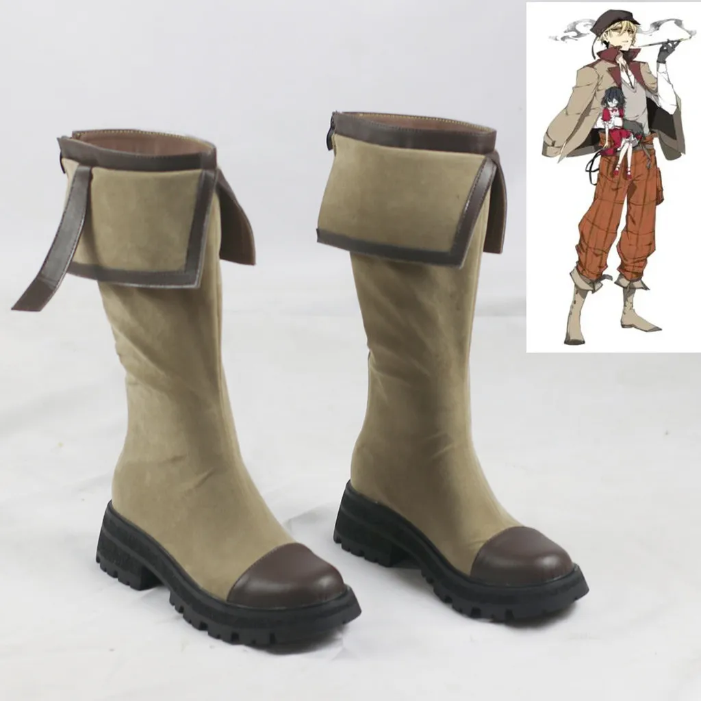 

Anime Bungo Stray Dogs Yukito Ayatsuji Cosplay Shoes Ayatsuji Yukito Boots Handmade Faux Leather Costume Boots