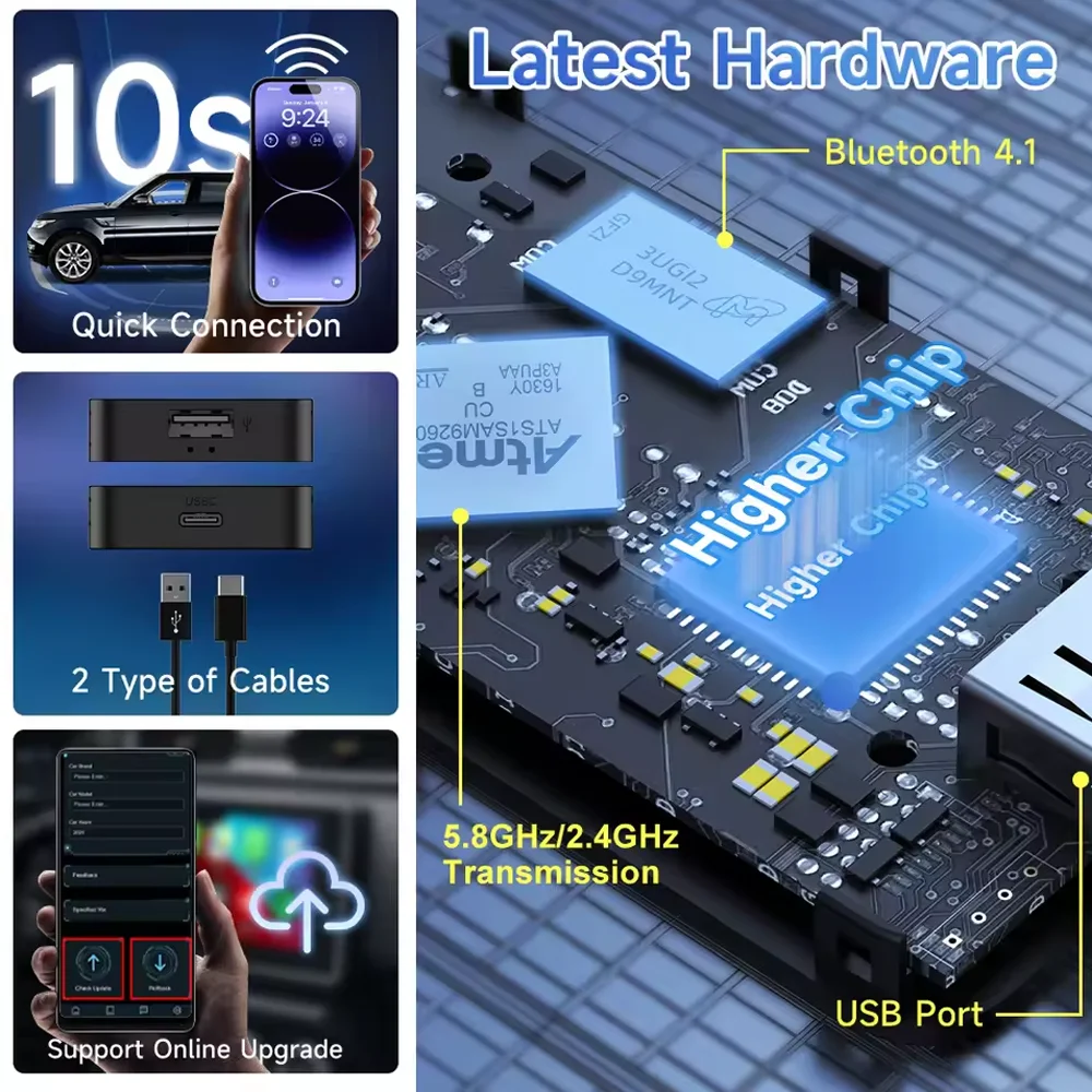 2025 carlinkit 5.0 dongle sem fio carplay android caixa automática com fio para adaptador carplay sem fio 2air para audi a1 a3 a4 a5 a6 q2 q3