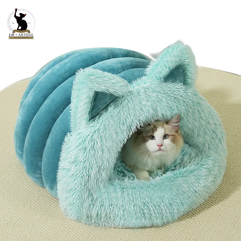 Cat Dog Bed Plush Cat Ears Decoration Large Collar Pet Bed Warm Thick Pet Supplies Suitable For kittens And Puppies