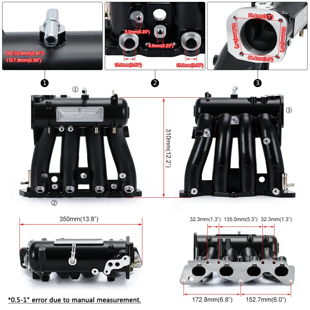 혼다 시빅 CRX 델 솔 D16A6, Y7, Y8, Z6 용 D15 D16 D 시리즈 흡기 매니폴드 +70mm 스로틀 바디