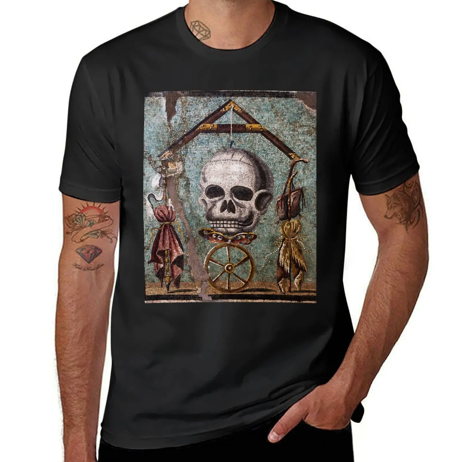 POMPEII COLLECTION / MEMENTO MORI, SKULL ,BUTTERFLY AND WHEEL OF FORTUNE T-shirt funnys kawaii clothes sublime mens clothes