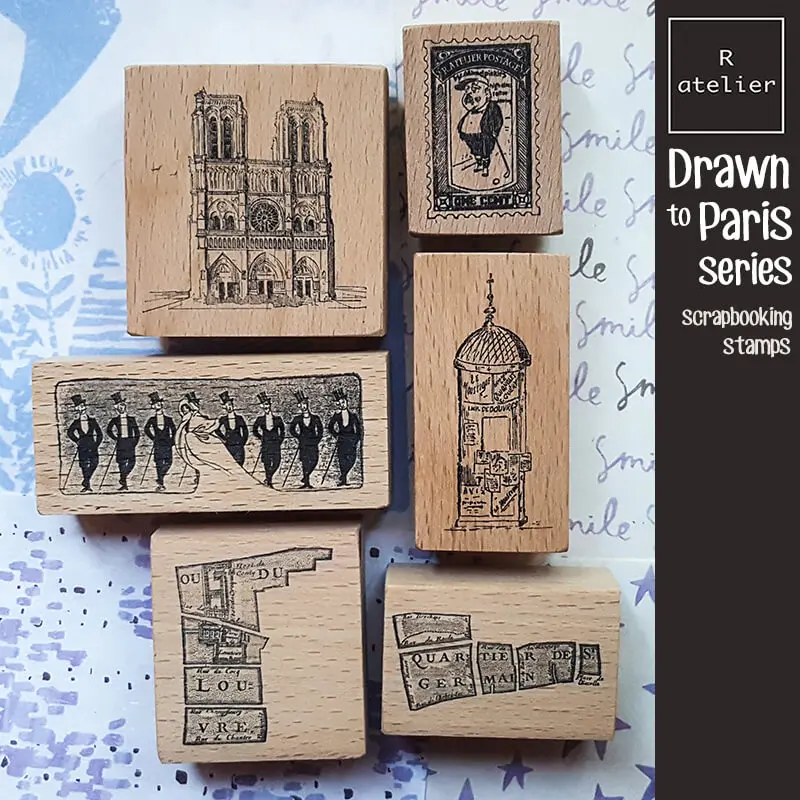 

Stamp Scrapbooking Paris City Map Notre Dame Journaling Diary Decoration Scrapbook Wooden Stamps