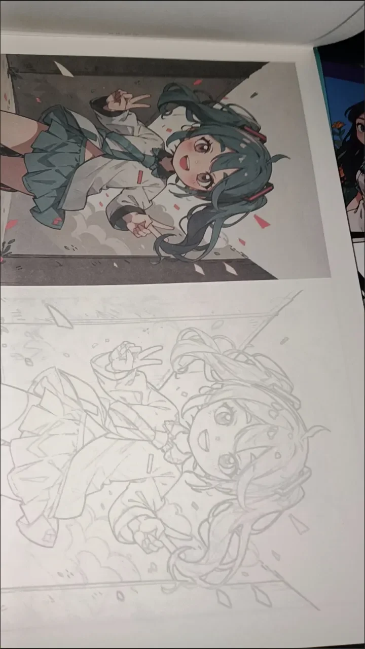 Cartoon  Anime Hatsune Miku tracing Draw Book Mobile Art student character sketching copying brochure children\'s coloring book