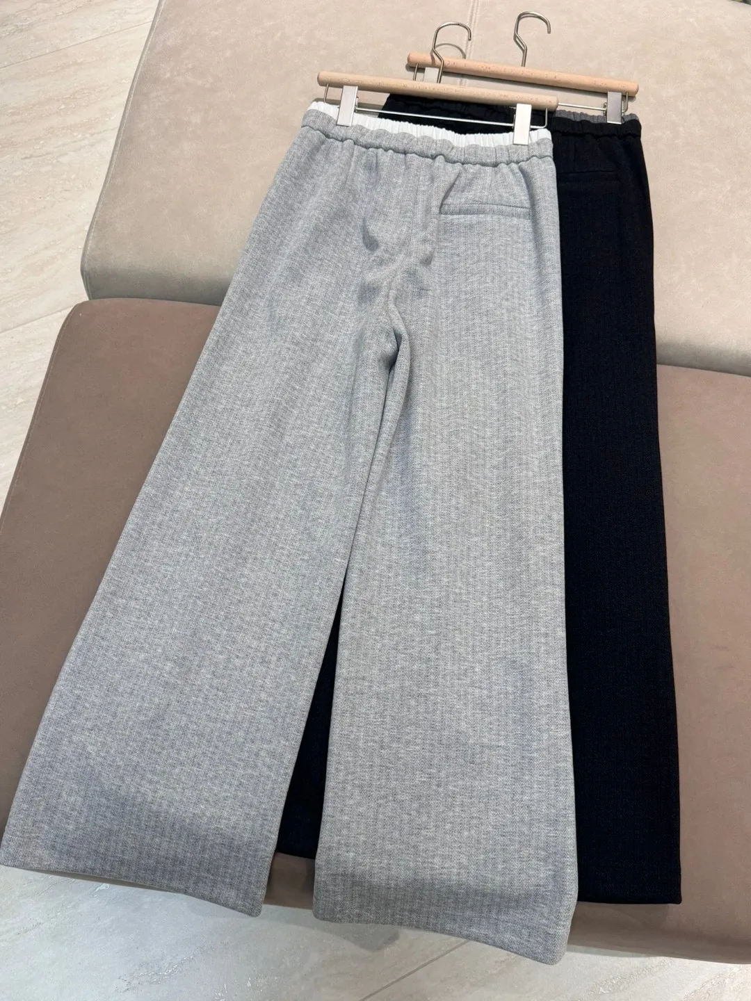 Winter thick warm stretchy soft wide leg pants