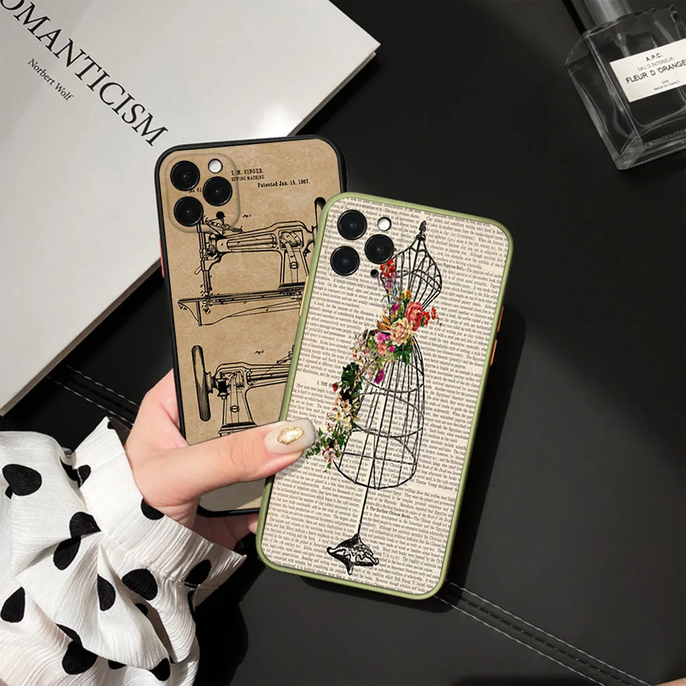 Phone Case for iphone 16Plus 15 14 13 12 11 16 Pro Max 8 7 Plus XS XR X SE Sewing Tailor Frosted Translucent Protection Cover