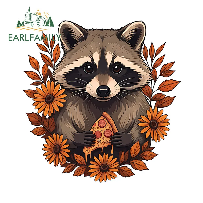 

EARLFAMILY Raccoon Natural Car Sticker Personality Graffiti Art Motorcycle Luggage Suitcase PVC Decals Occlusion Scratch