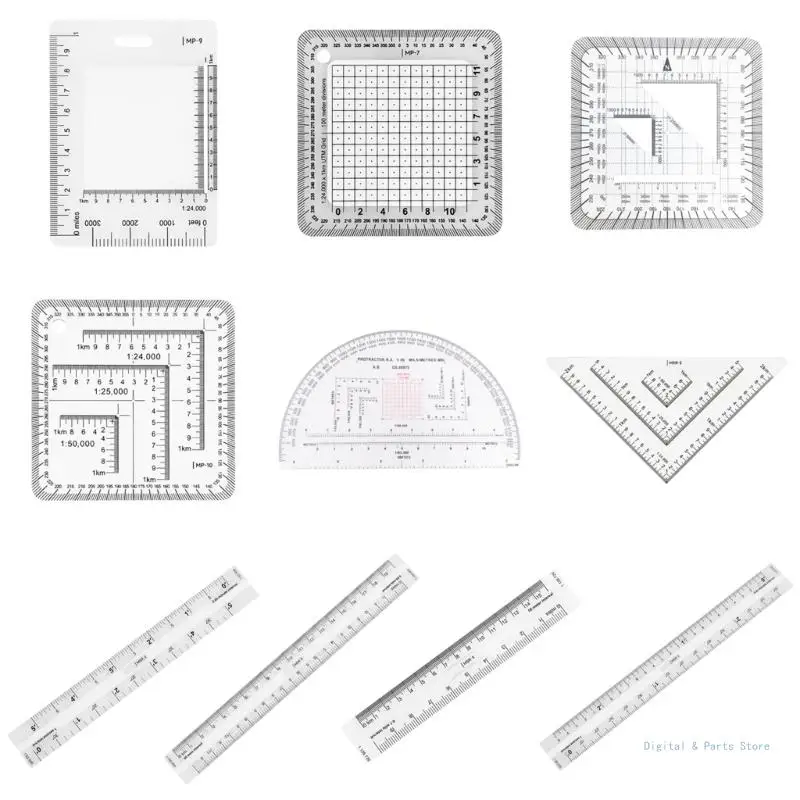 

M17F MP-1 Map Scale 1:25000 Military Protractors with Clear Scale Measurement Tool