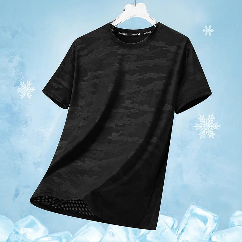 Functional Fabric Mosquito-Resistant Antibacterial Sweat-Wicking Ice Feeling 2025 New Ice Silk T-Shirt Men's Short Sleeve Thin Q image 5