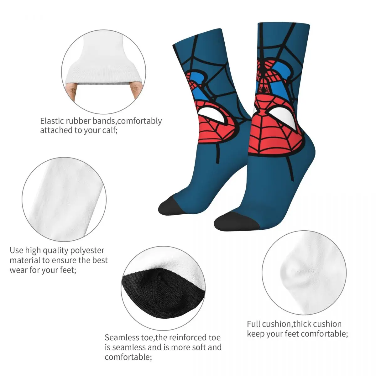 Kawaii Spider-Man Hanging Upside Down Socks Men's Women's Polyester Casual Socks Crazy Spring Autumn Winter Stockings Gift