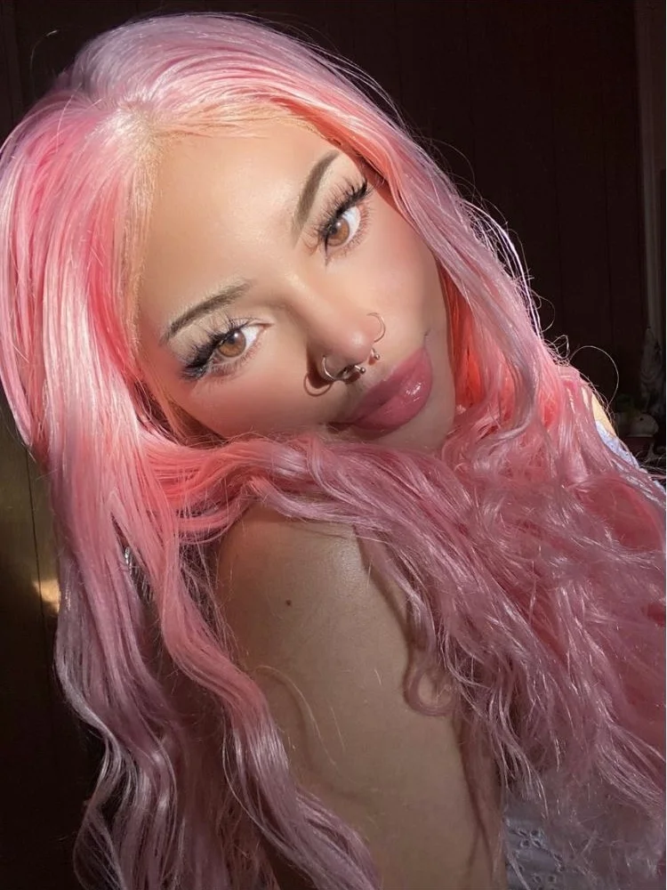 Pastel Pink Wig Long Curly Synthetic Hair Lace Front Wig Natural Wavy Colored Frontal 13X4 Lace Front Wigs for Women Cosplay