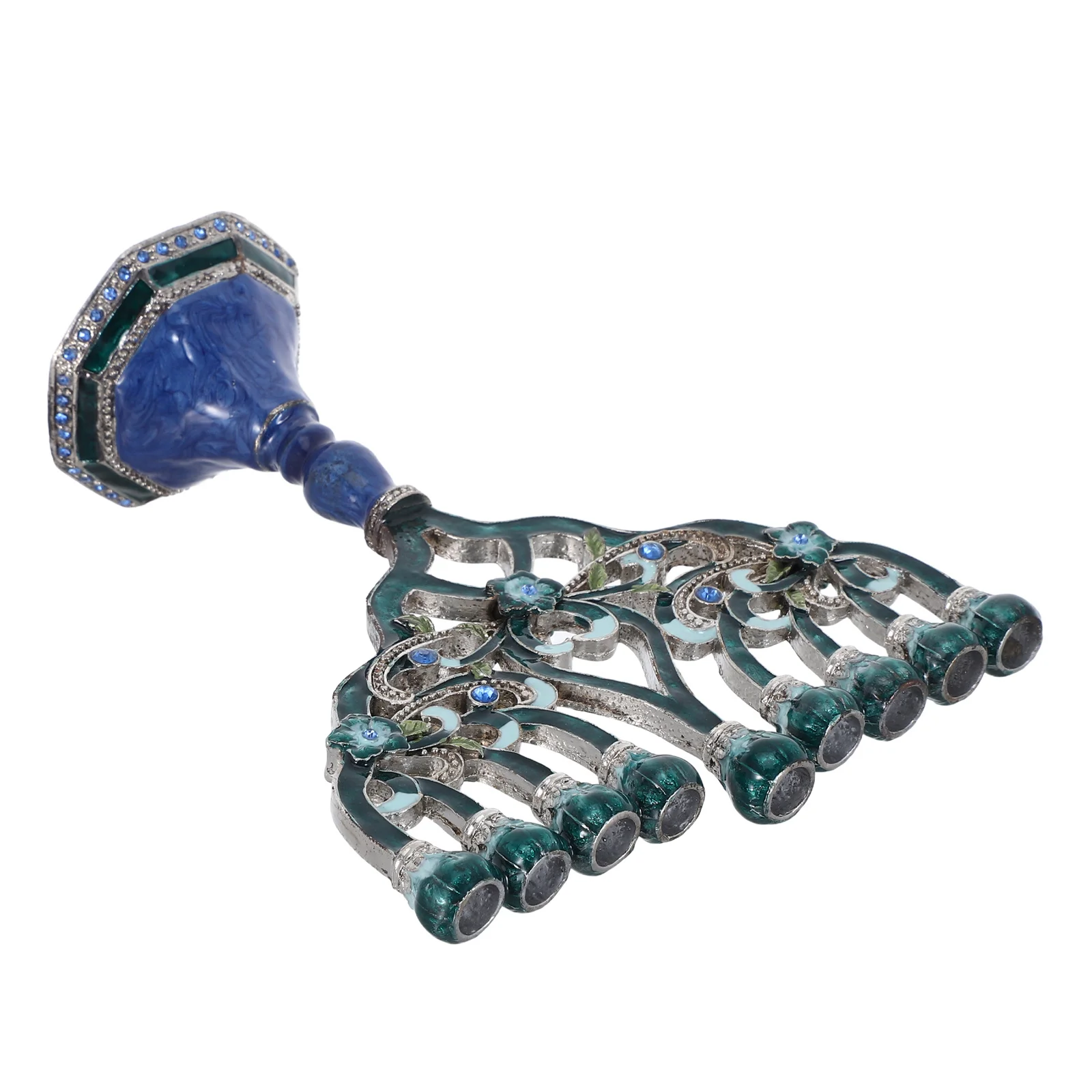 

9 Arm Menorah Stand Artistic Enamel Finish Tabletop Candelabra for Jewish Holiday Ceremony Warm Festive Atmosphere