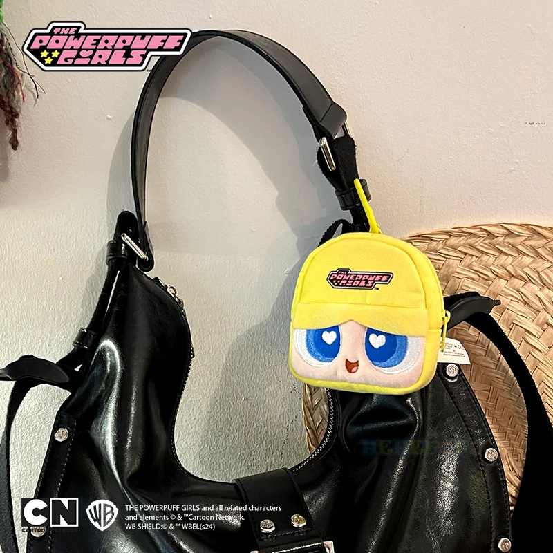 Nuova borsa per cuffie per ragazze Powerpuff originale da 10 cm. Borsa a tracolla in peluche adorabile e carina. Portamonete per bambini