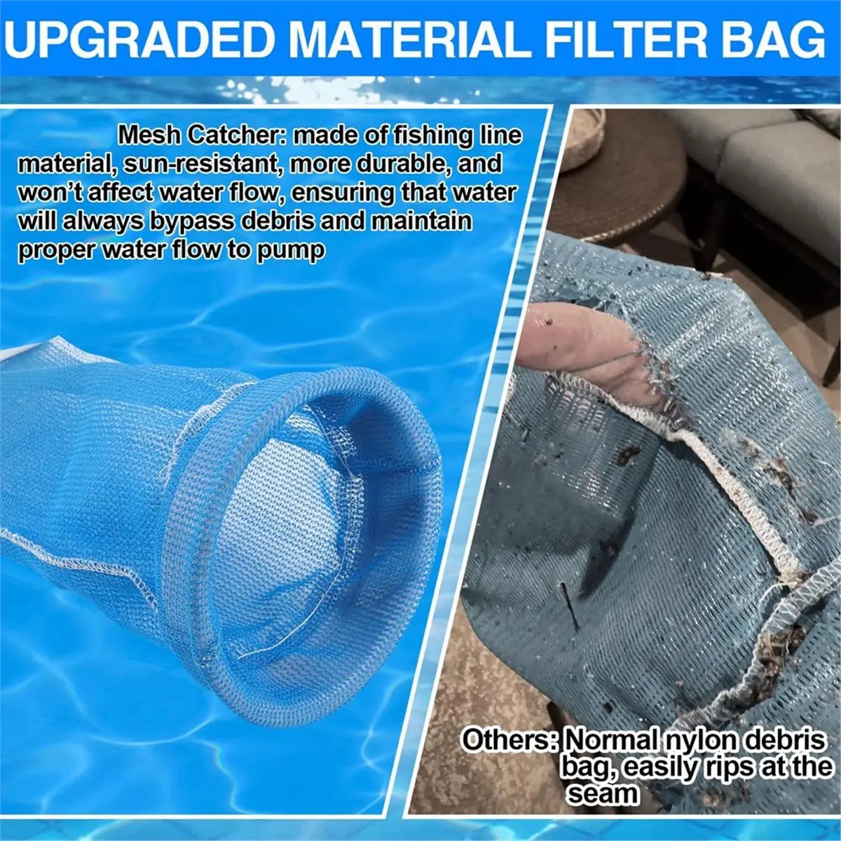 PHONE&GEAR W530 Pool Leaf Canister W/Mesh Bag Large Capacity for Pool Vacuum Cleaner Heavy Duty Open Line Pool